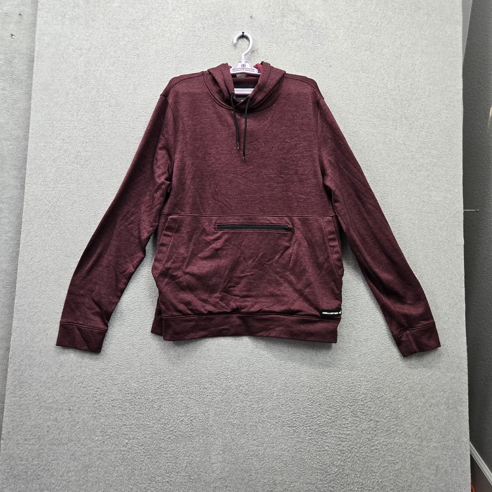 Hollister Men Hoodie XL Burgundy Fleece Activewear Drawstring Pockets Pullover